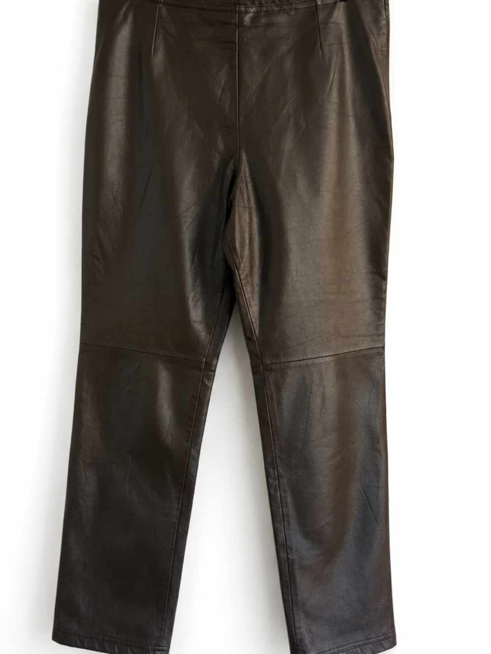 Danier Genuine Leather Pants Size 12 Chocolate Brown Straight Leg